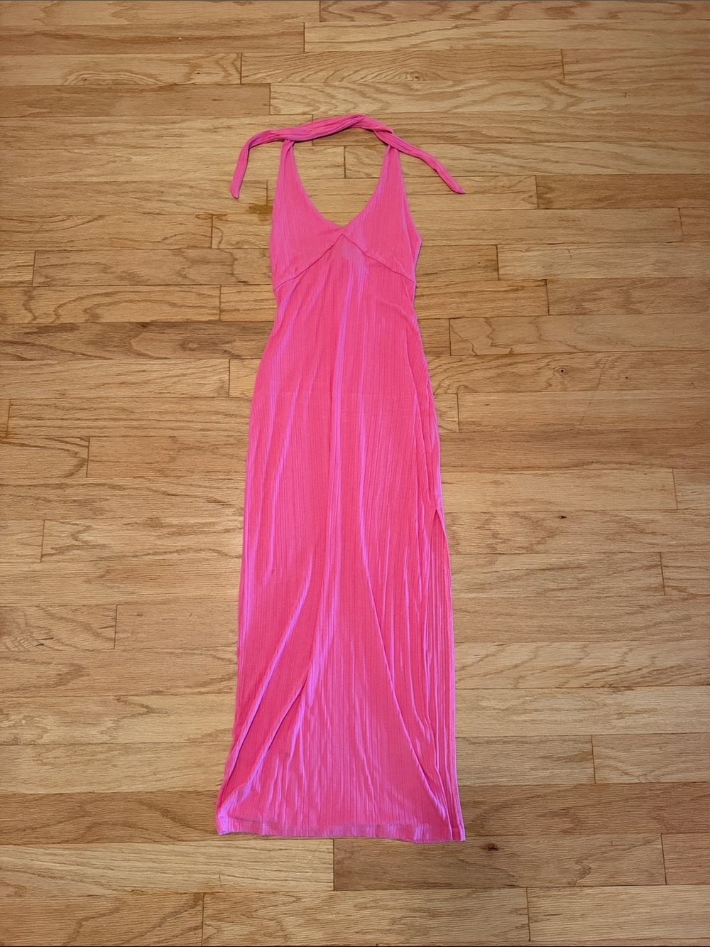 NWOT L*SPACE Ribbed Halter Maxi Dress in Bubblegum Pink